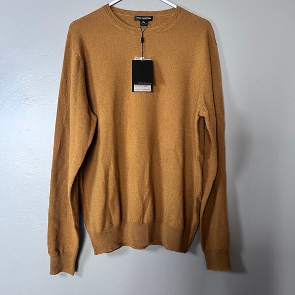 State Cashmere 100% Cashmere Sweater Men XL Tan Camel Crewneck Pullover NWT - Picture 1 of 8